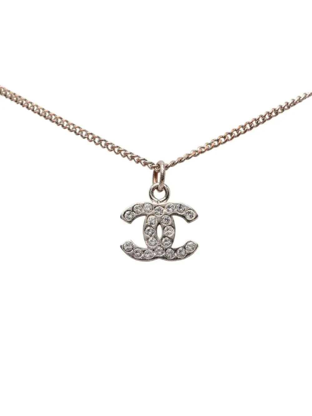 Chanel Cc Logo Pendant Necklace Silver- #299625C64B